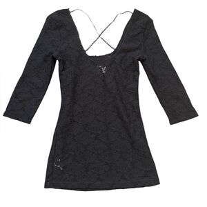XS Intimately Free People Black Lace 3/4 Sleeve Cami Top